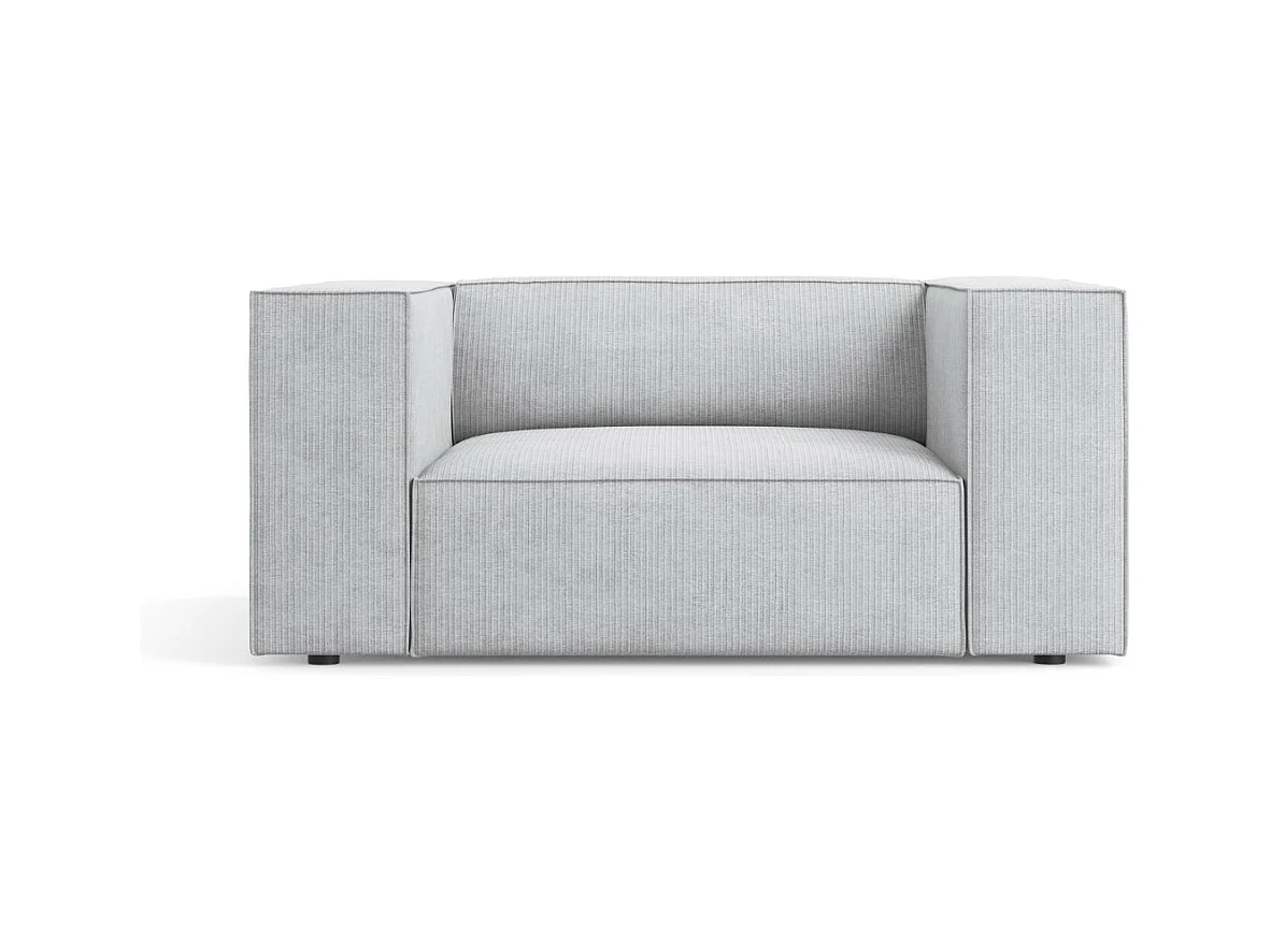 Cosmopolitan Design - Fauteuil "Arendal" en chenille avec un effet côtelé gris clair - 124x102x70cm