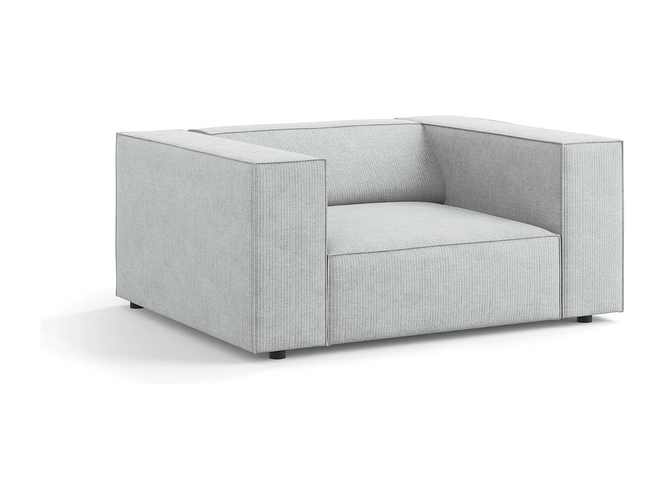 Cosmopolitan Design - Fauteuil "Arendal" en chenille avec un effet côtelé gris clair - 124x102x70cm