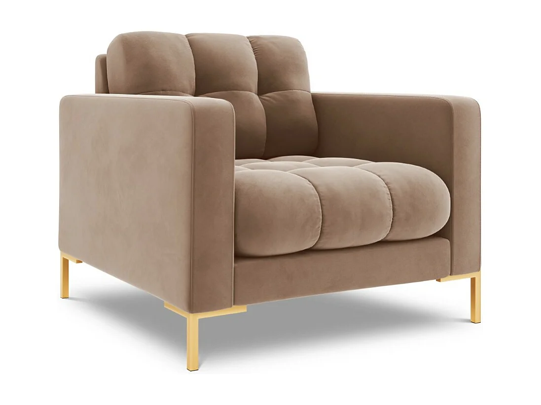 Cosmopolitan Design - Fauteuil "Bali" en velours beige - 87x92x75cm