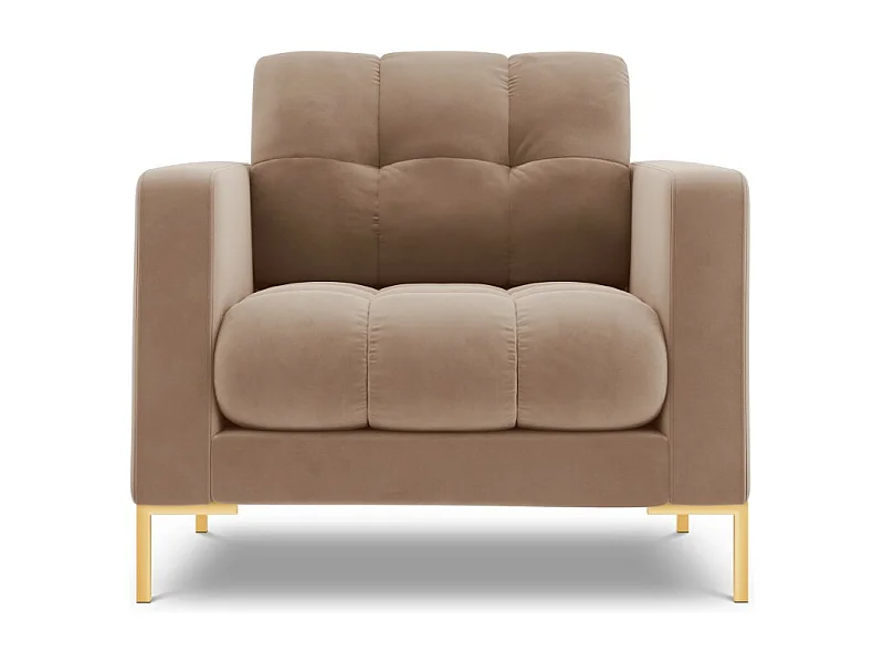 Cosmopolitan Design - Fauteuil "Bali" en velours beige - 87x92x75cm