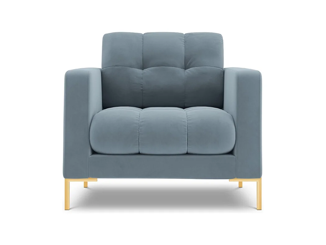 Cosmopolitan Design - Fauteuil "Bali" Flueel, Lichtblauw - 87x92x75cm