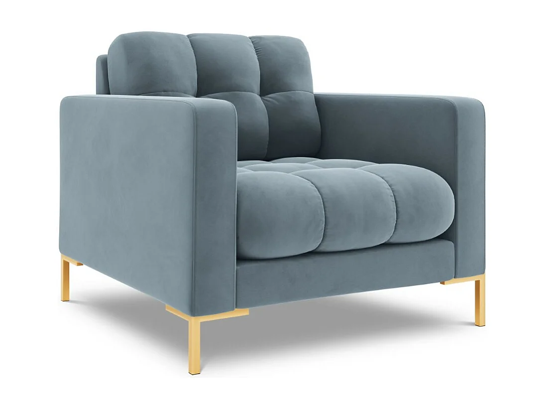 Cosmopolitan Design - Fauteuil "Bali" en velours bleu clair - 87x92x75cm