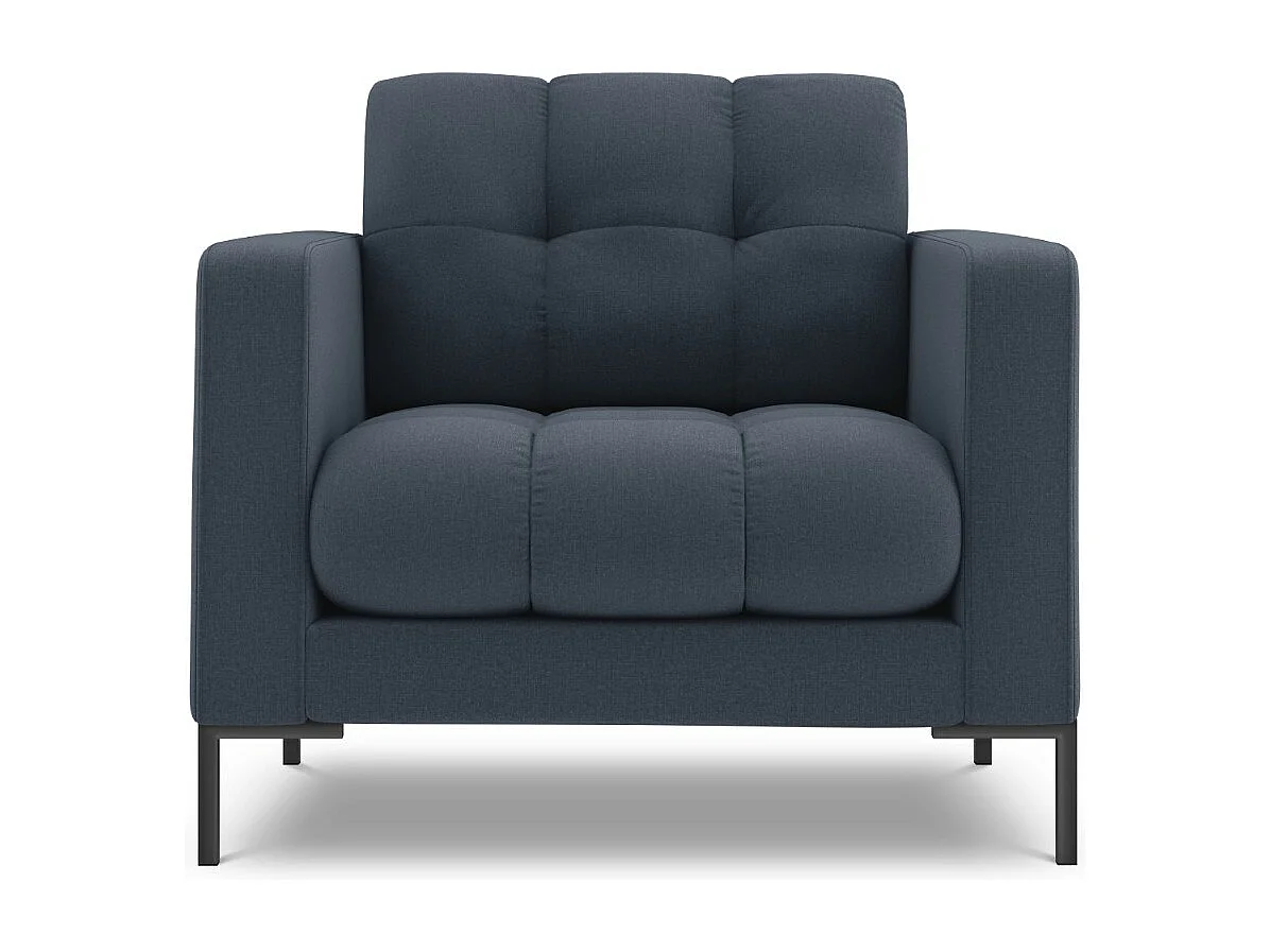 Cosmopolitan Design - Fauteuil "Bali" en tissu structurel bleu foncé - 87x92x75cm