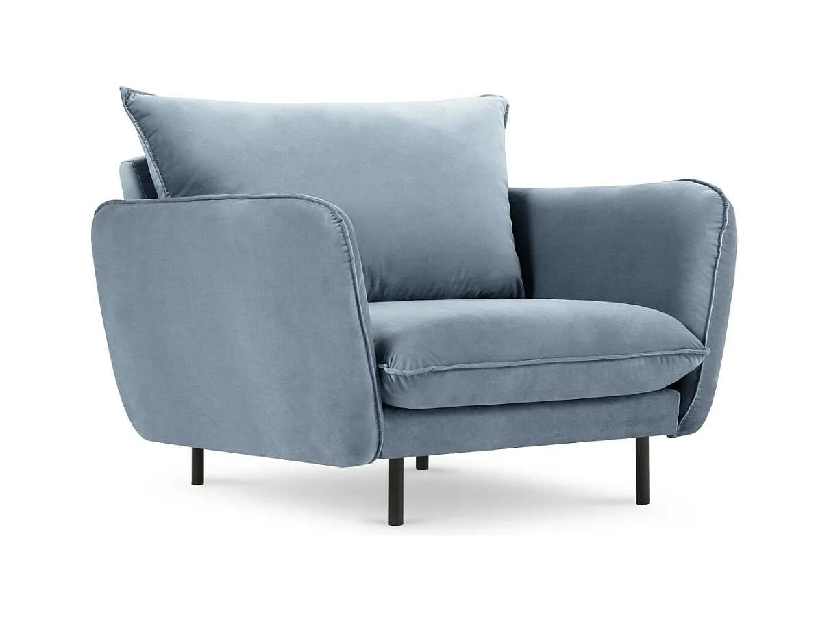 Cosmopolitan Design - Fauteuil "Vienna" en velours bleu - 97x94x95cm