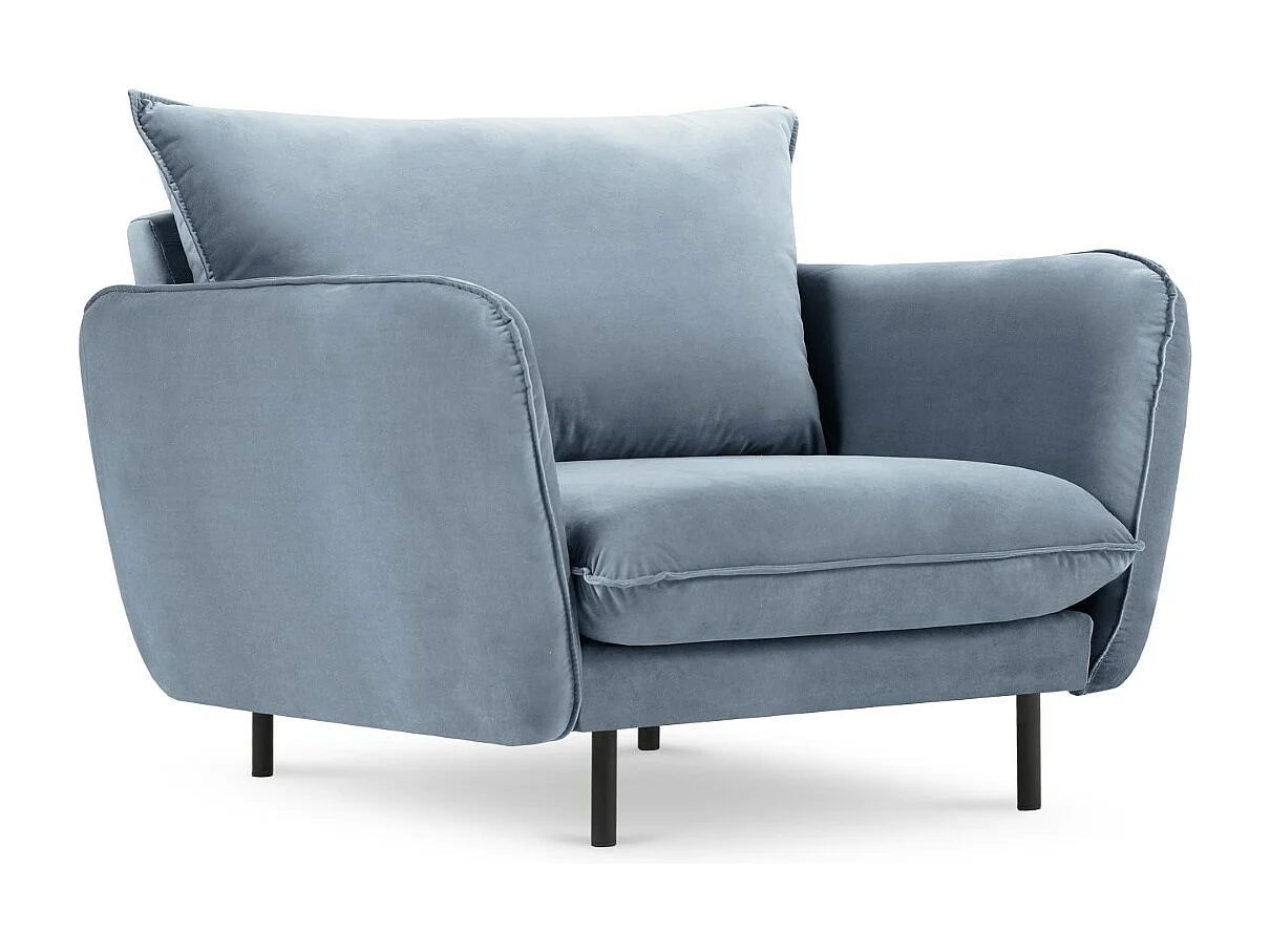 Cosmopolitan Design - Fauteuil "Vienna" Flueel, Blauw - 97x94x95cm