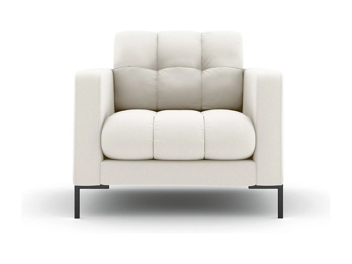 Cosmopolitan Design - Fauteuil "Bali" Structurele stof, Lichtbeige - 87x92x75cm