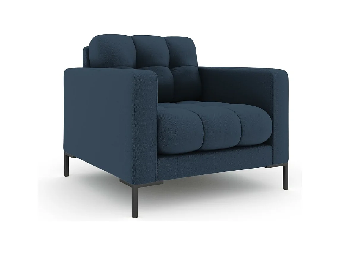 Cosmopolitan Design - Sessel "Bali" aus strukturiertem Stoff blau - 87x92x75cm