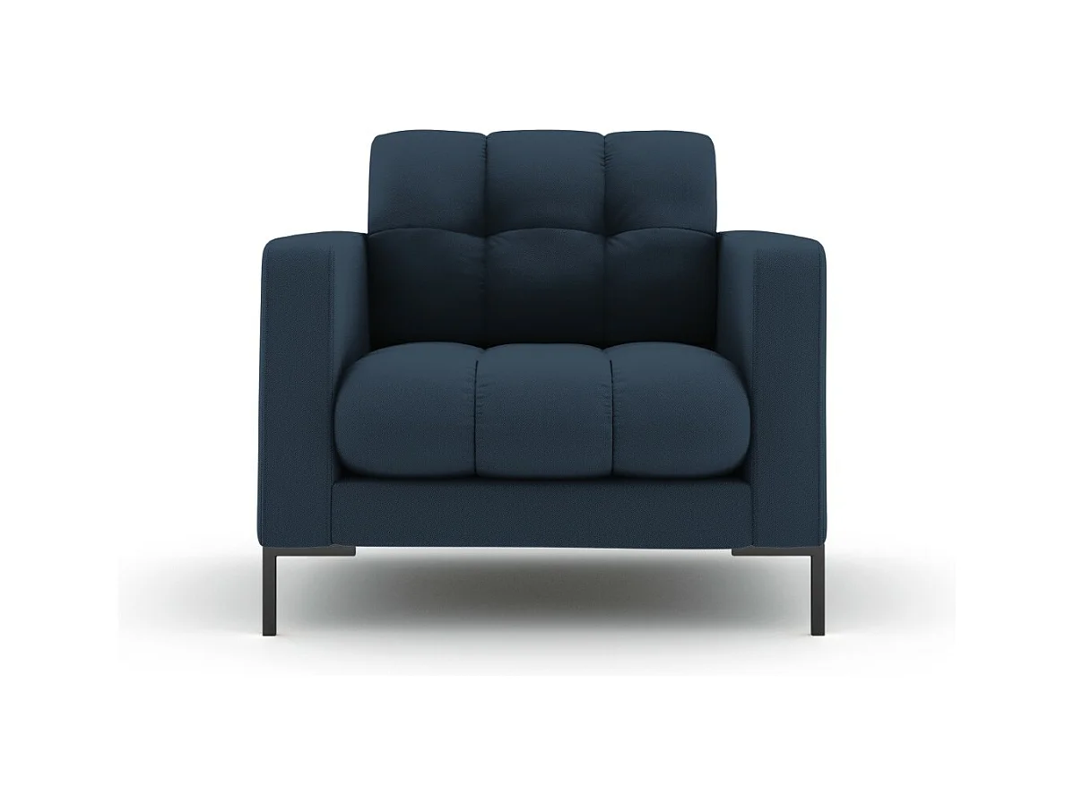 Cosmopolitan Design - Fauteuil "Bali" en tissu structurel bleu - 87x92x75cm