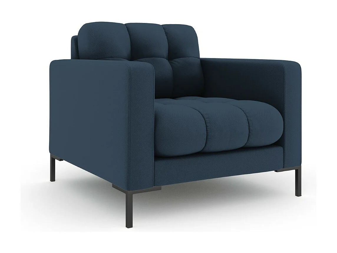Cosmopolitan Design - Fauteuil "Bali" en tissu structurel bleu - 87x92x75cm