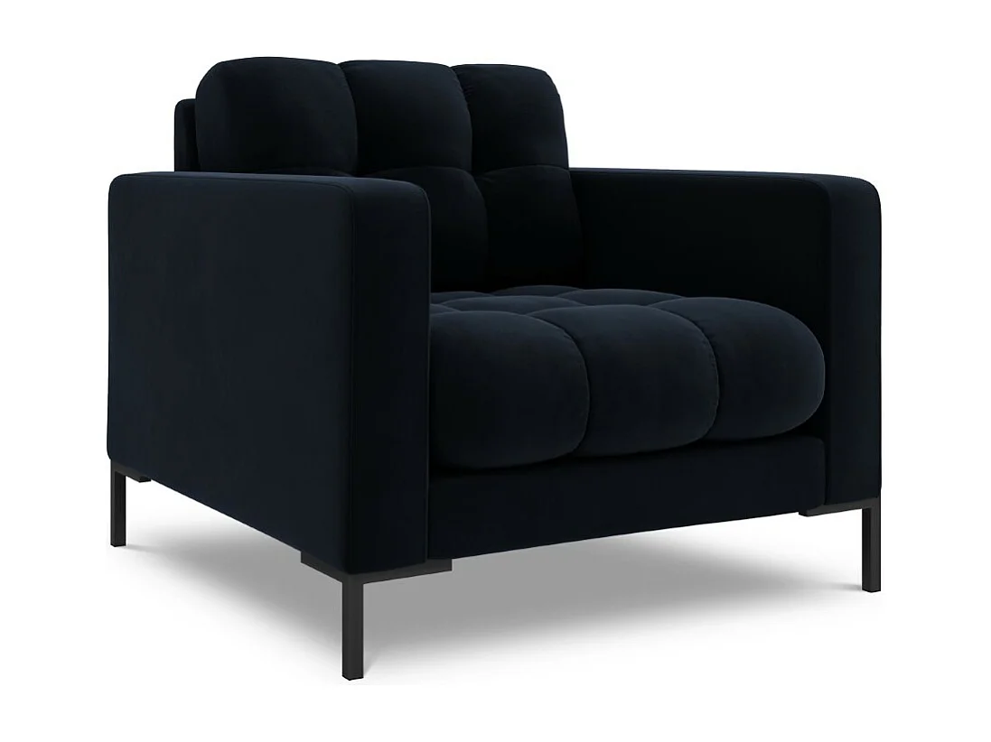 Cosmopolitan Design - Fauteuil "Bali" en velours bleu foncé - 87x92x75cm
