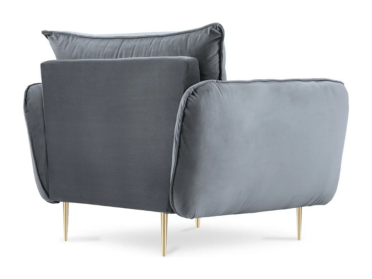 Cosmopolitan Design - Fauteuil "Vienna" en velours bleu gris - 97x94x95cm