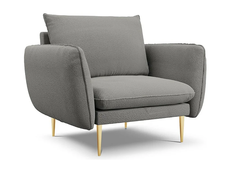 Cosmopolitan Design - Fauteuil "Vienna" Boucle, Grijs - 97x94x95cm
