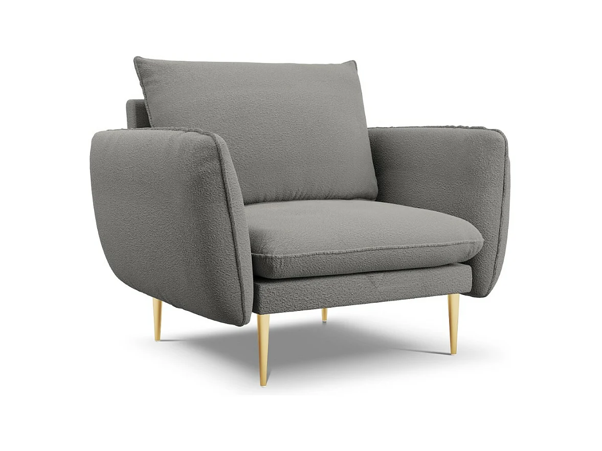 Cosmopolitan Design - Fauteuil "Vienna" Boucle, Grijs - 97x94x95cm