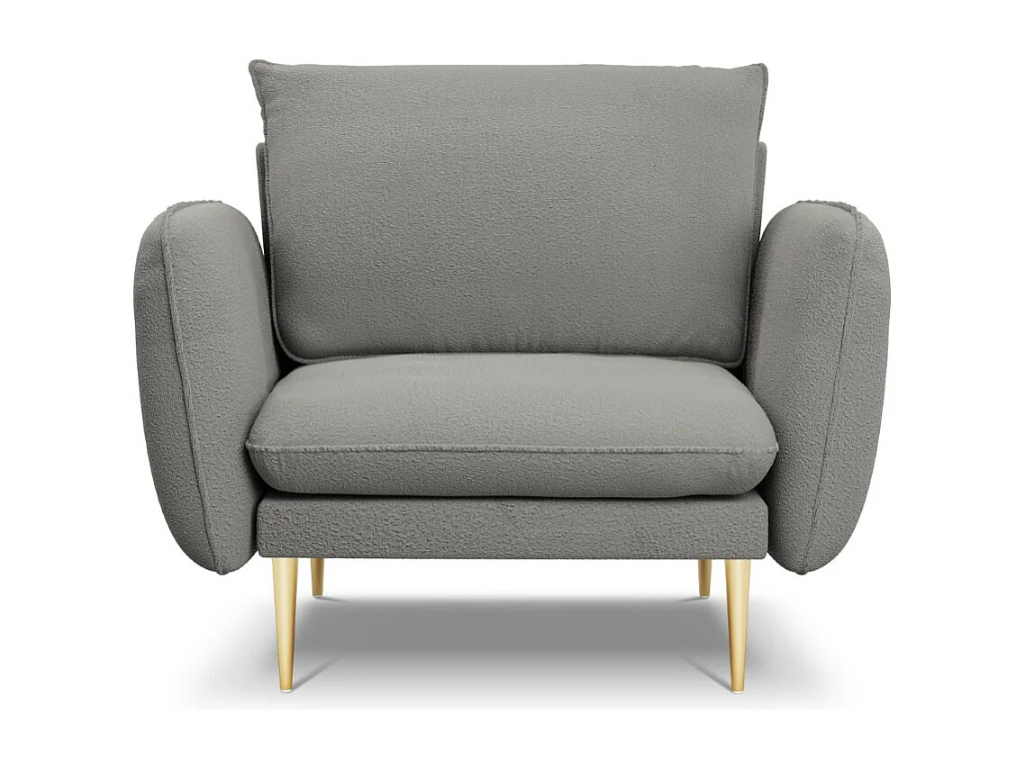 Cosmopolitan Design - Poltrona "Vienna" em tecido bouclé cinza - 97x94x95cm