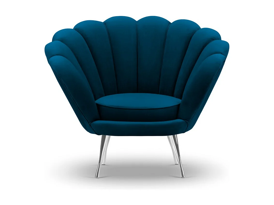 Cosmopolitan Design - Fauteuil "Kingston" Flueel, Marineblauw - 98x78x76cm