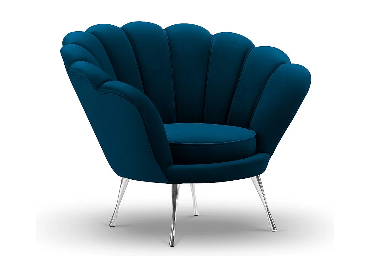 Cosmopolitan Design - Fauteuil "Kingston" Flueel, Marineblauw - 98x78x76cm