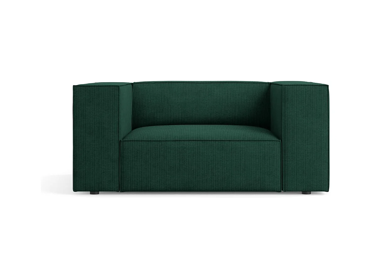 Cosmopolitan Design - Fauteuil "Arendal" en chenille avec un effet côtelé vert bouteille - 124x102x70cm
