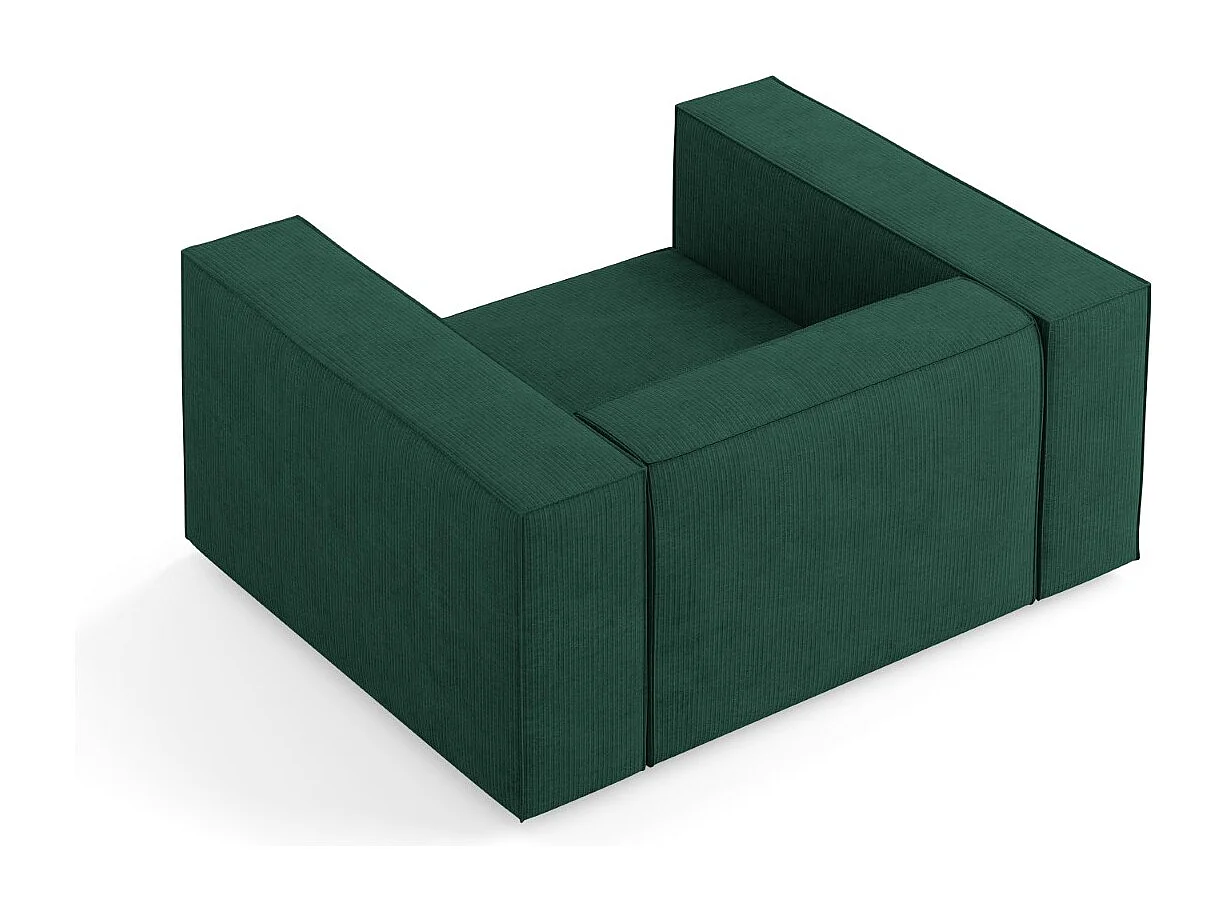 Cosmopolitan Design - Fauteuil "Arendal" Chenille met ribbeleffect, Flessengroen - 124x102x70cm