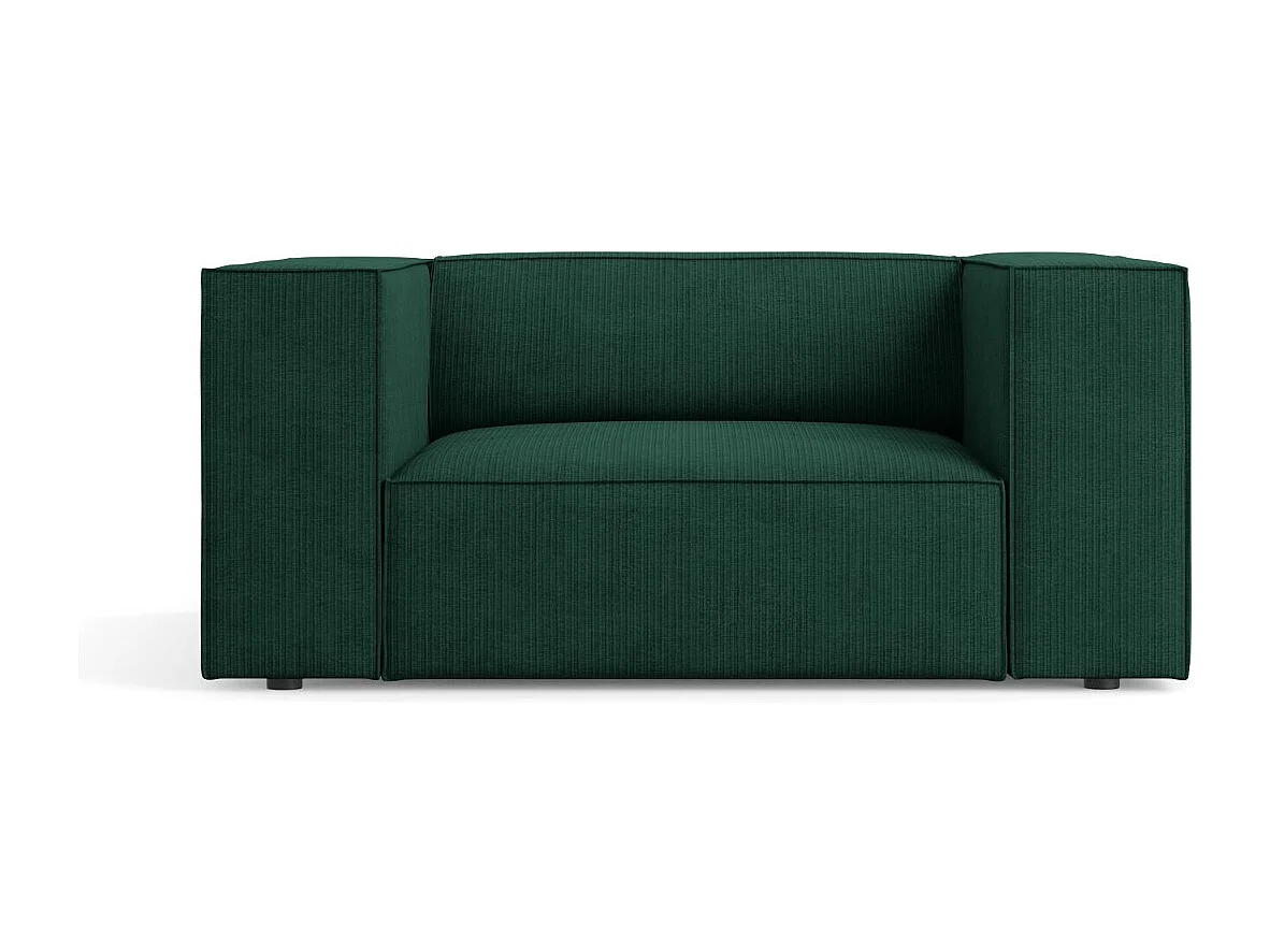 Cosmopolitan Design - Fauteuil "Arendal" en chenille avec un effet côtelé vert bouteille - 124x102x70cm