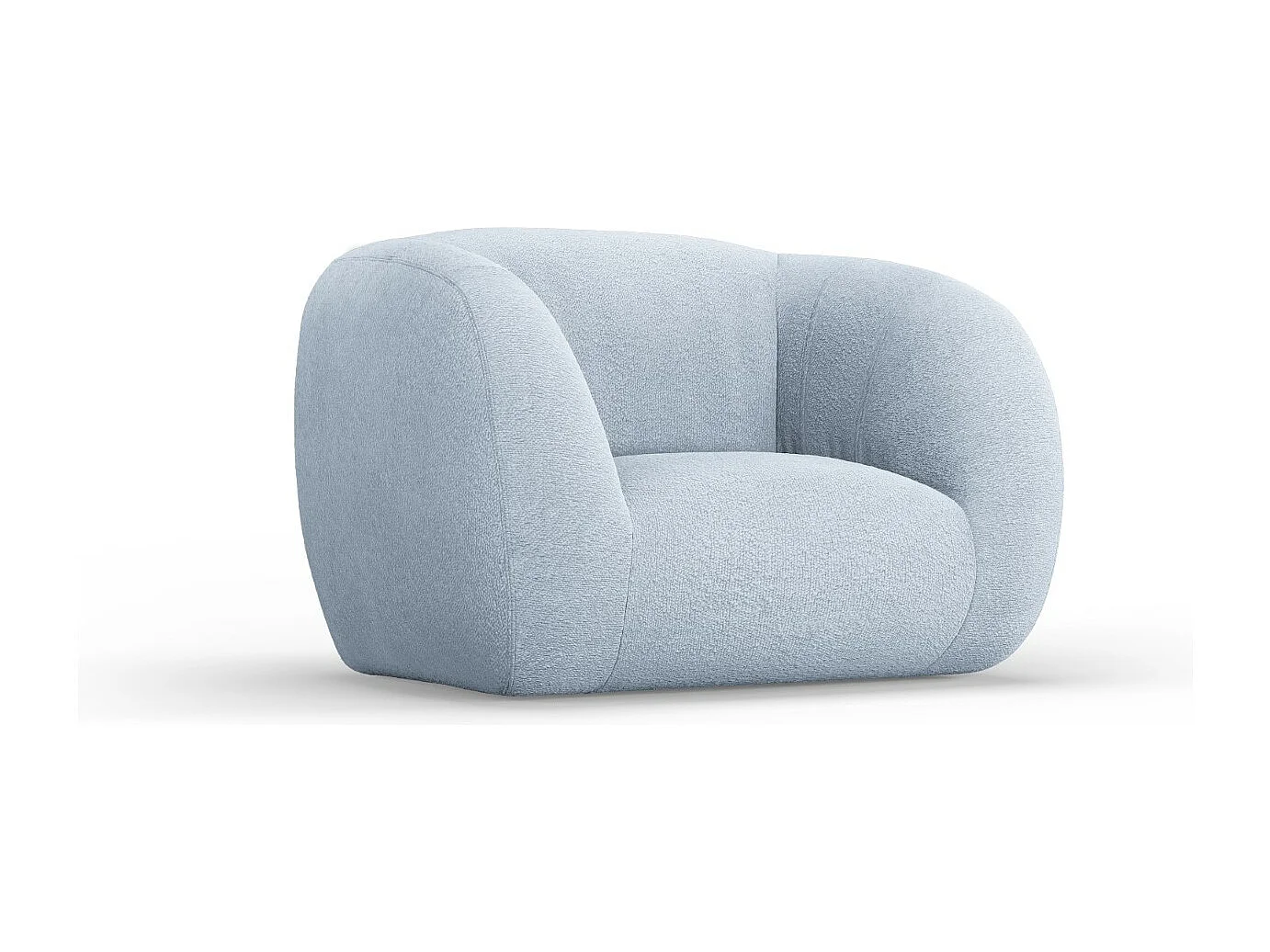 Cosmopolitan Design - Fauteuil "Essen" en bouclé bleu clair - 130x95x86cm
