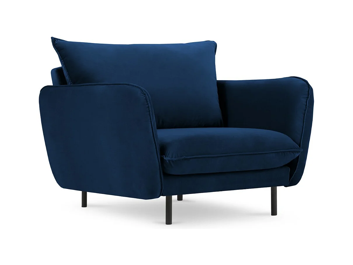 Cosmopolitan Design - Fauteuil "Vienna" Flueel, Koningsblauw - 97x94x95cm