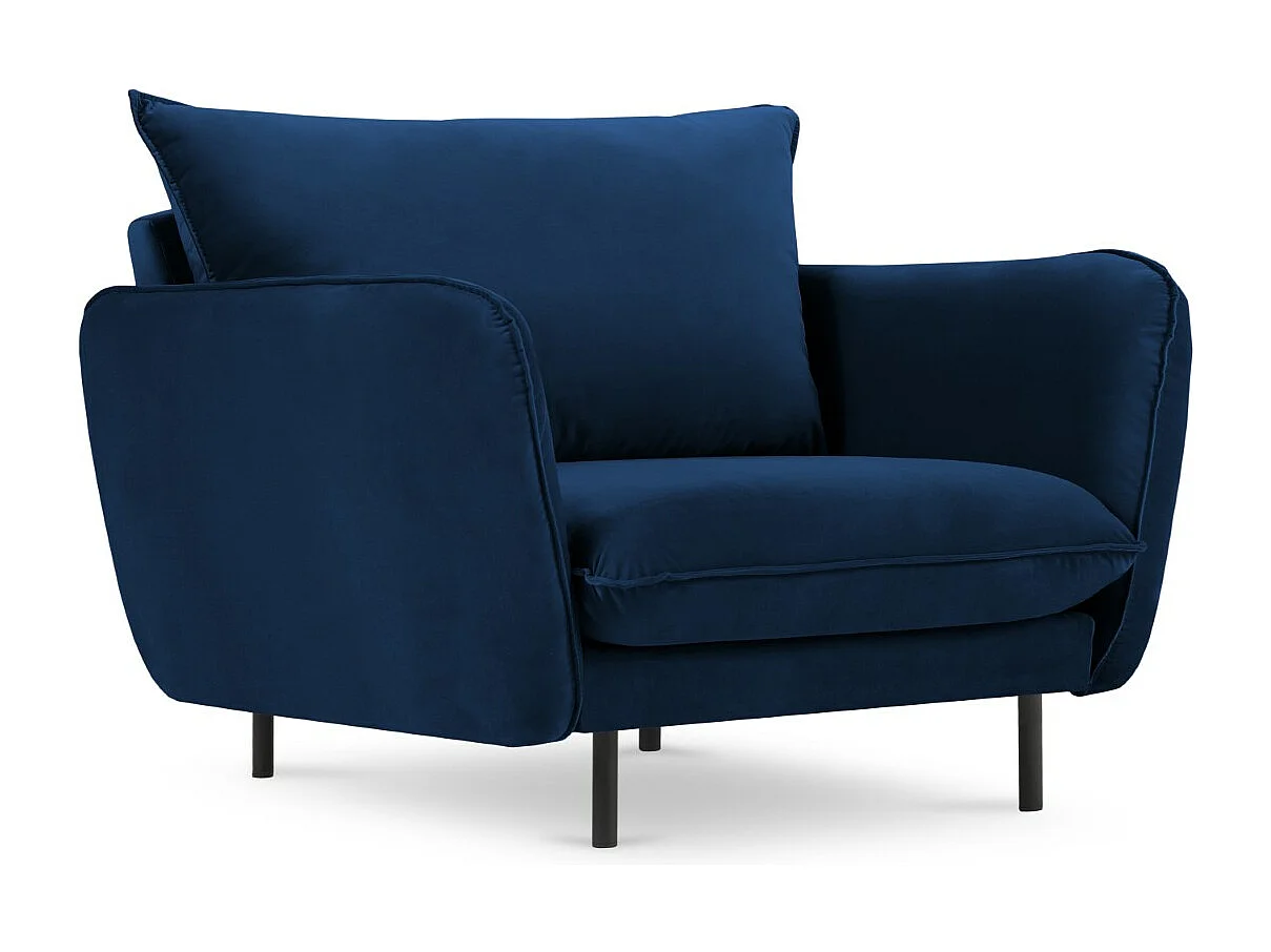 Cosmopolitan Design - Fauteuil "Vienna" en velours bleu roi - 97x94x95cm