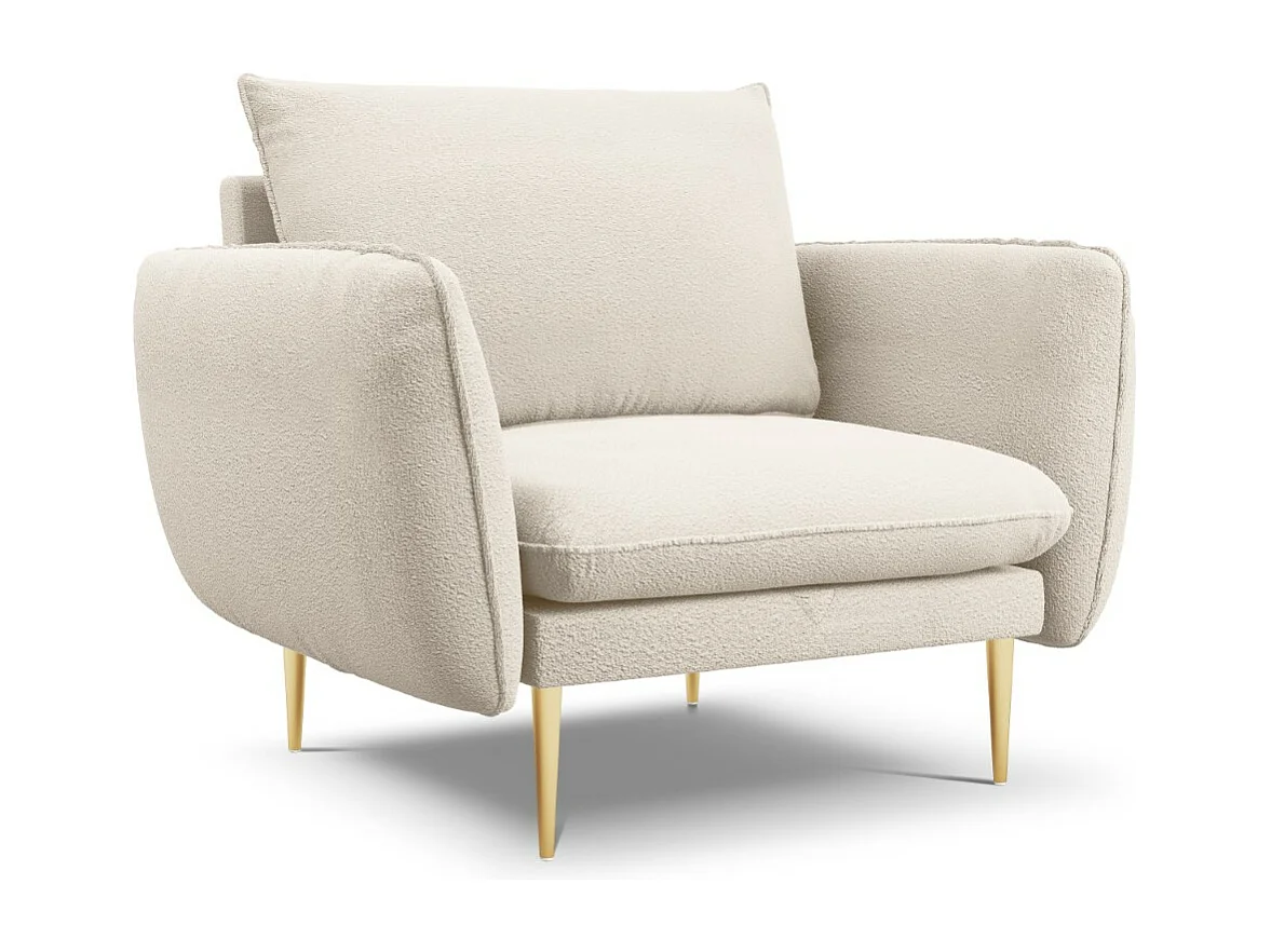 Cosmopolitan Design - Sillón "Vienna" de tejido bouclé beige - 97x94x95cm