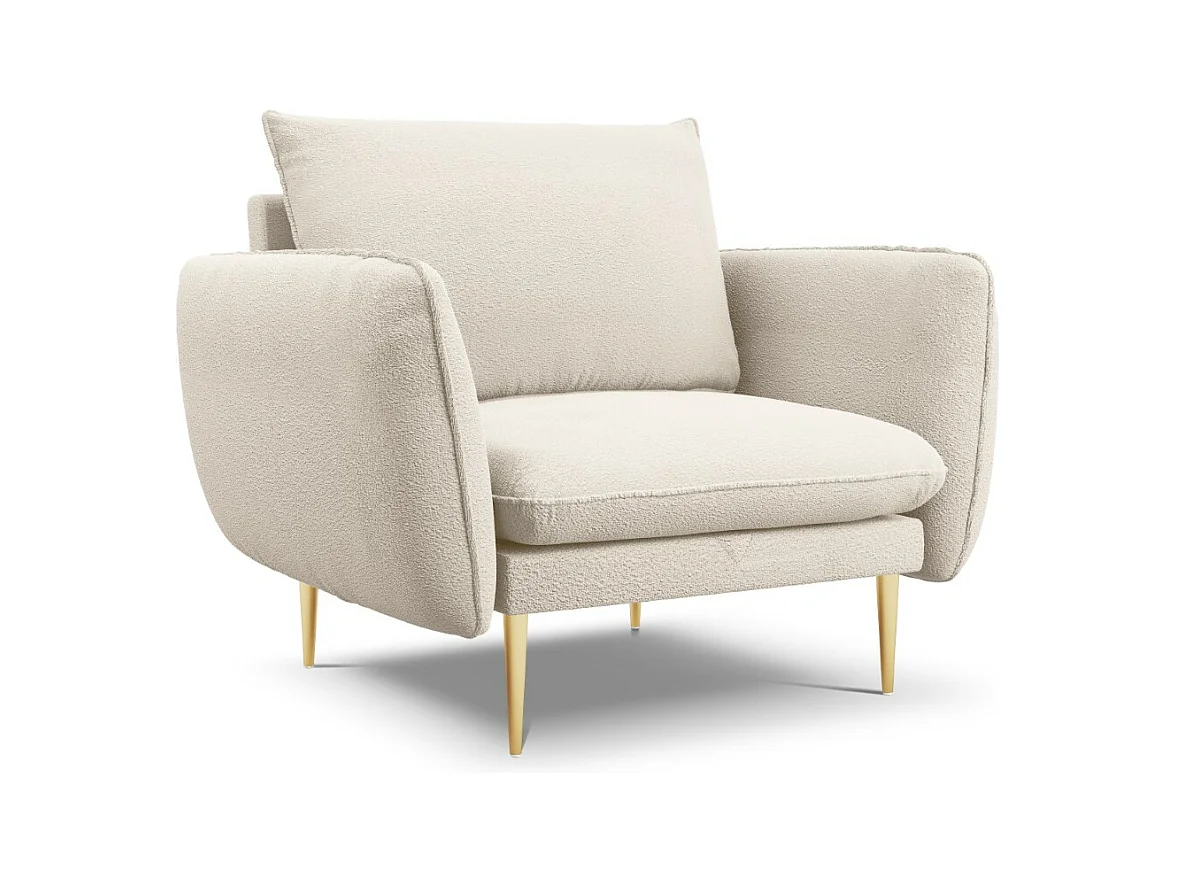 Cosmopolitan Design - Fauteuil "Vienna" Boucle, Beige - 97x94x95cm