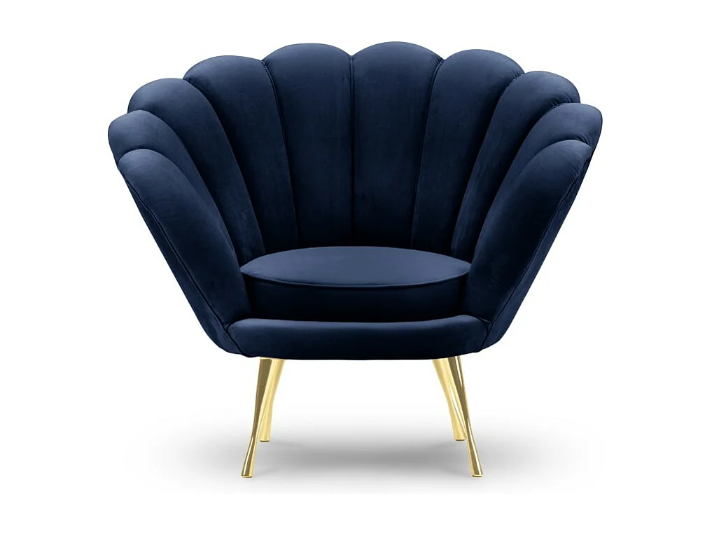 Cosmopolitan Design - Fauteuil "Kingston" Flueel, Koningsblauw - 98x78x76cm