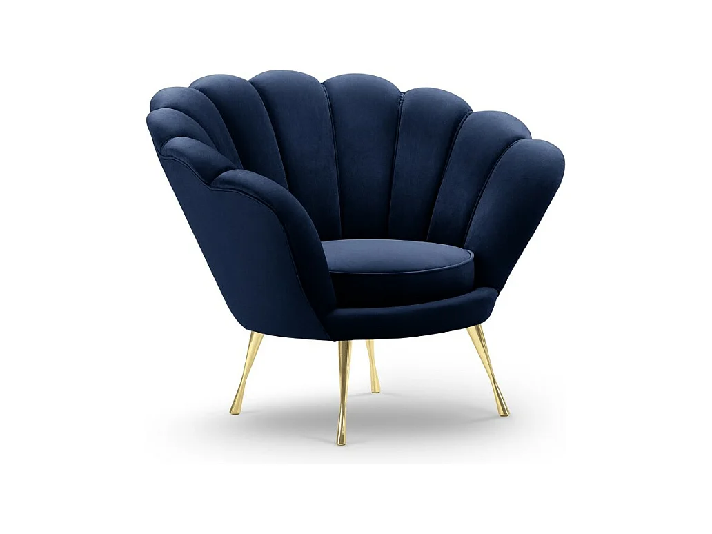 Cosmopolitan Design - Fauteuil "Kingston" Flueel, Koningsblauw - 98x78x76cm