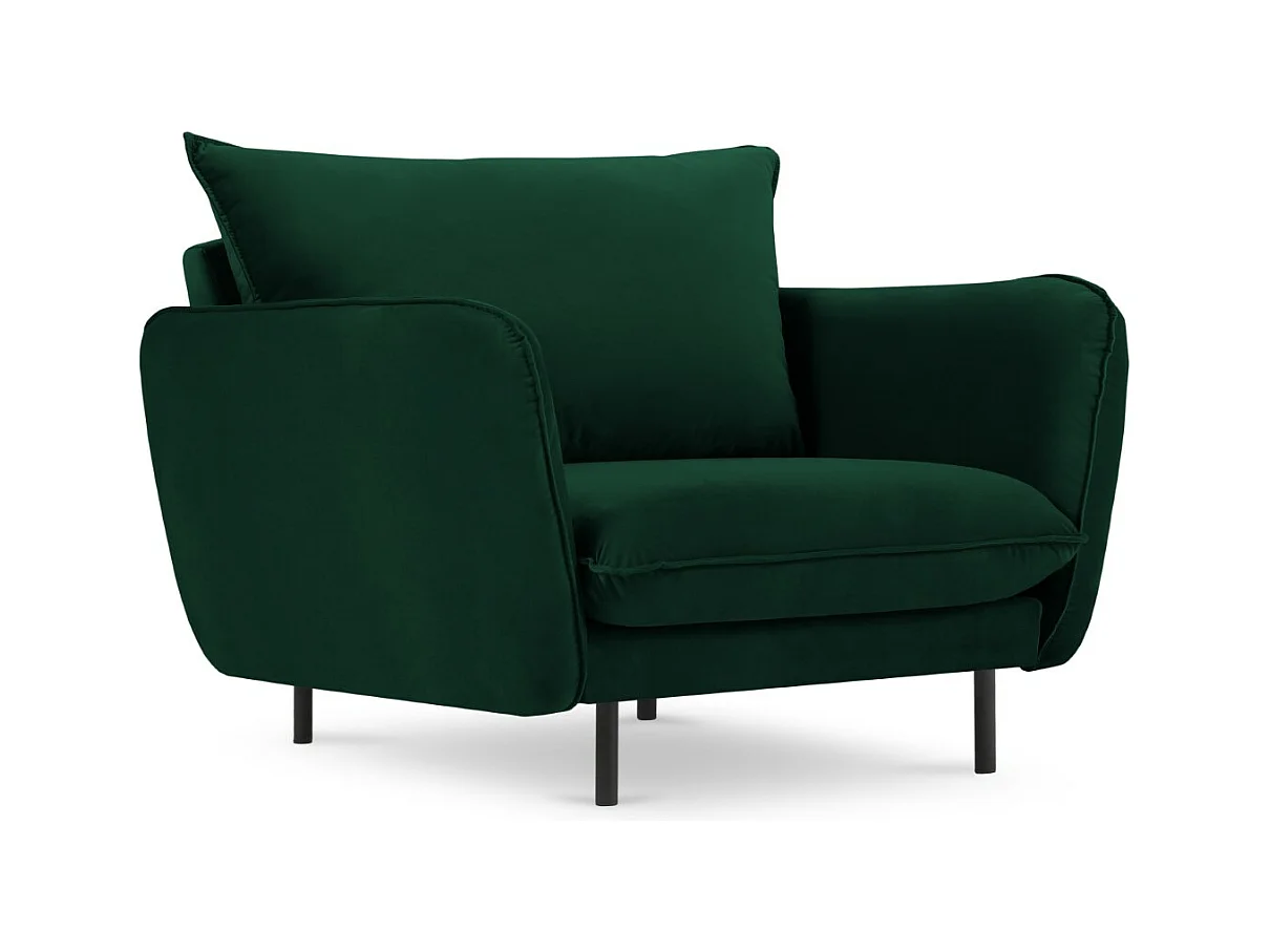 Cosmopolitan Design - Fauteuil "Vienna" Flueel, Flessengroen - 97x94x95cm