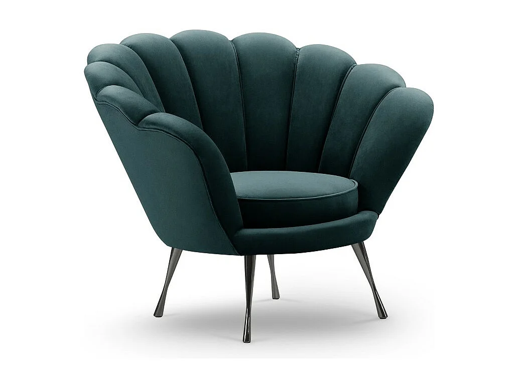 Cosmopolitan Design - Fauteuil "Kingston" en velours pétrole - 98x78x76cm