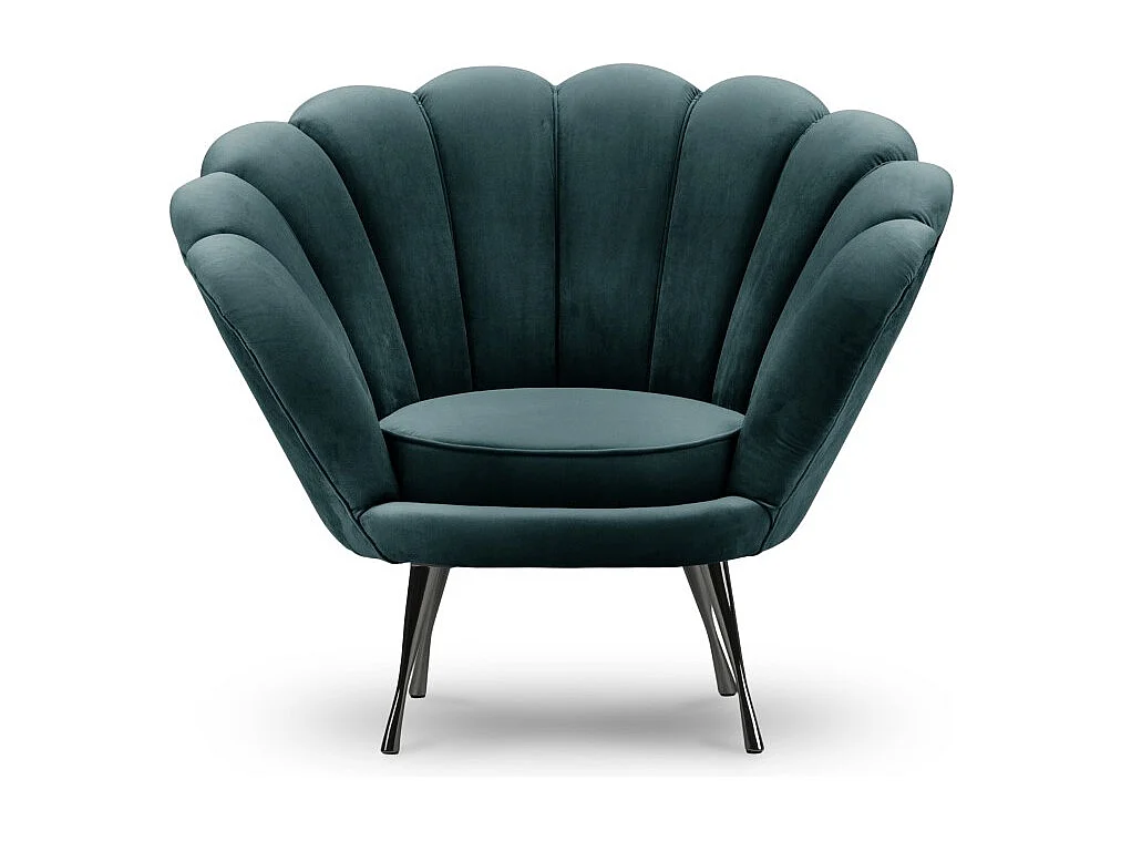 Cosmopolitan Design - Fauteuil "Kingston" en velours pétrole - 98x78x76cm