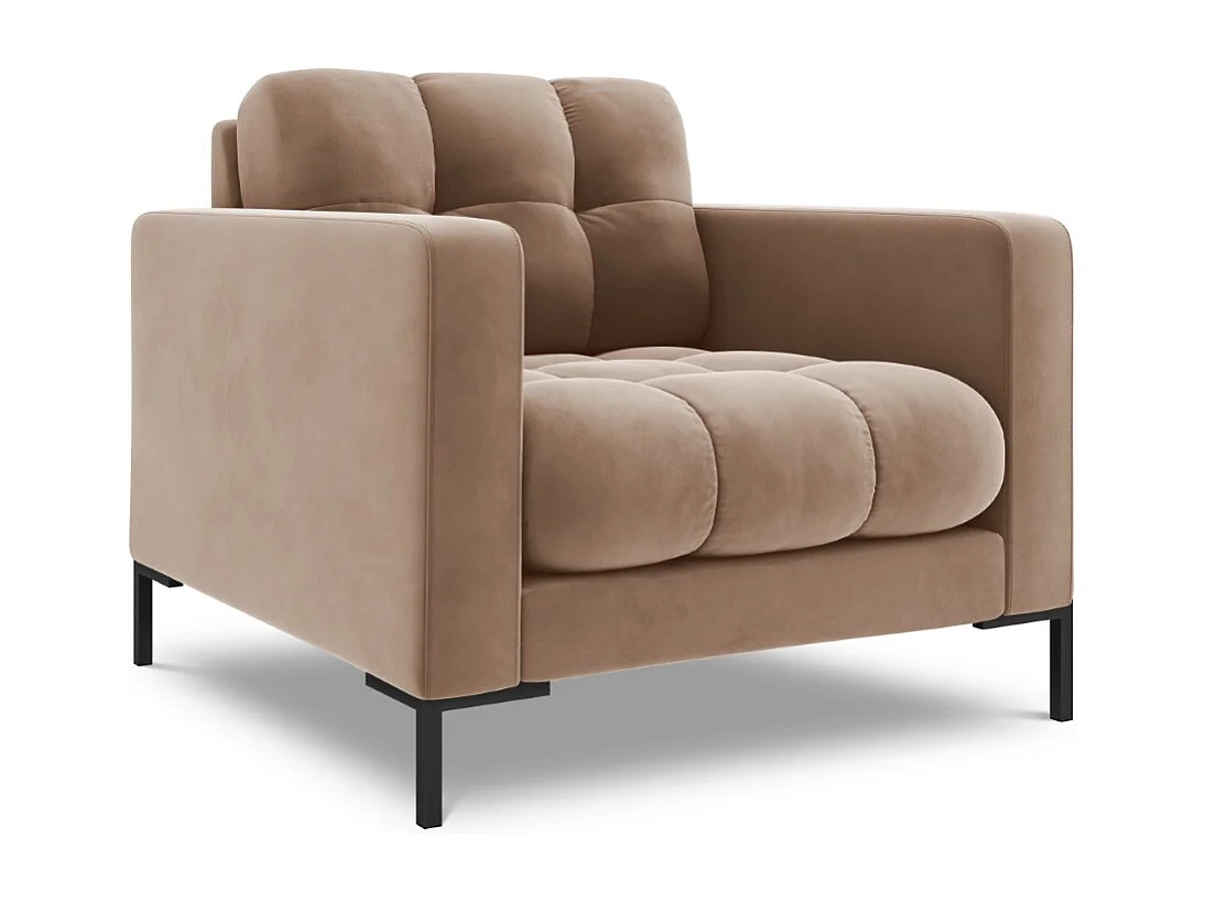 Cosmopolitan Design - Fauteuil "Bali" en velours beige - 87x92x75cm