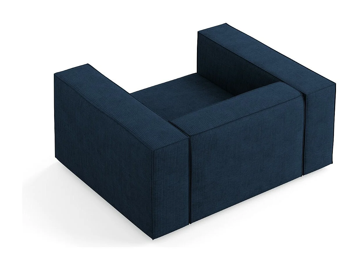 Cosmopolitan Design - Sessel "Arendal" aus Chenille-Stoff mit Rippeneffekt königsblau - 124x102x70cm