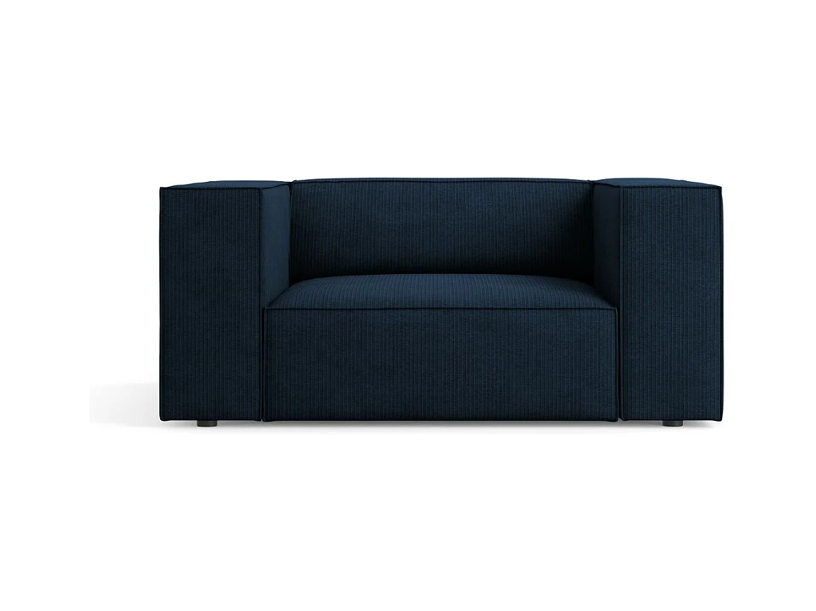 Cosmopolitan Design - Fauteuil "Arendal" Chenille met ribbeleffect, Koningsblauw - 124x102x70cm