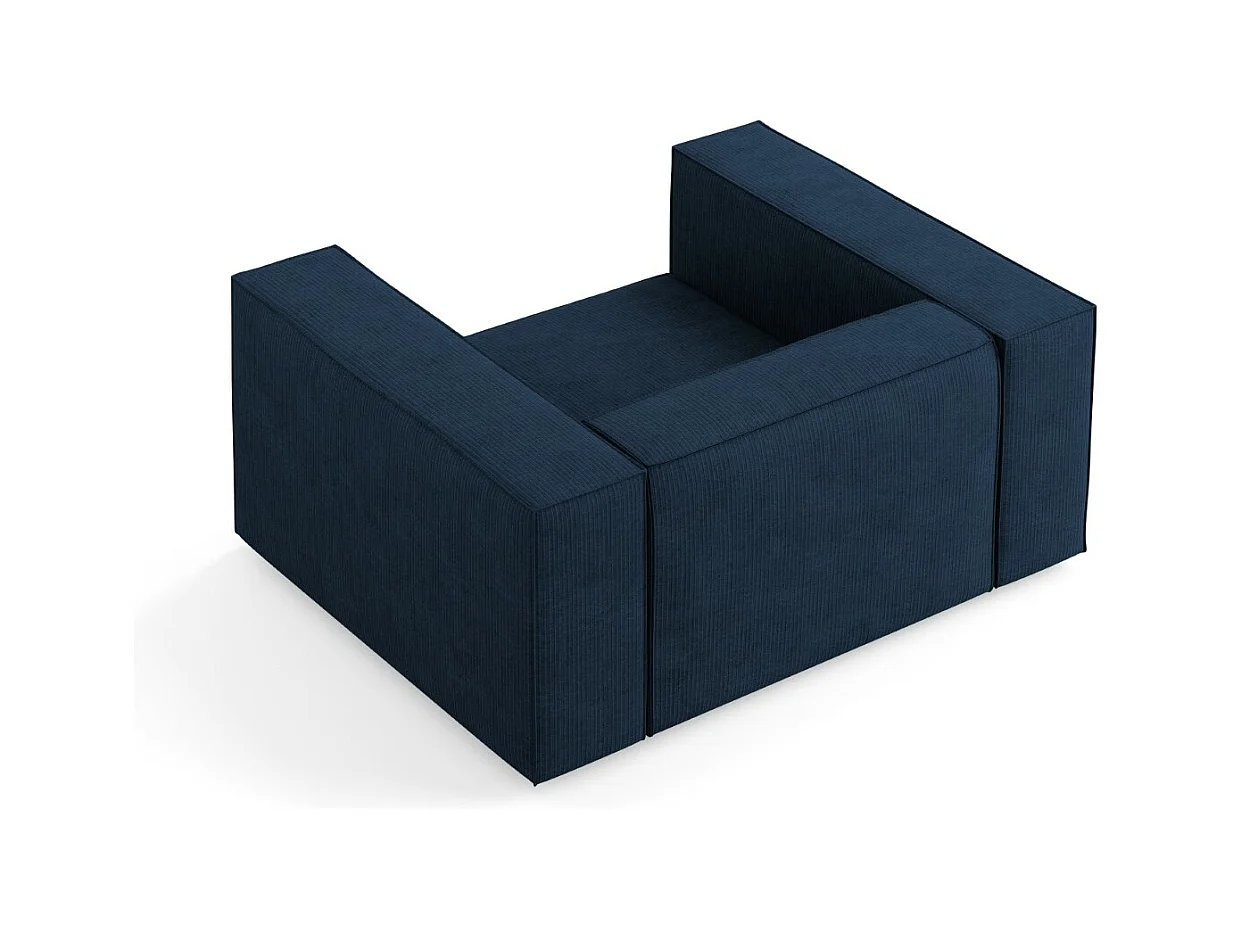 Cosmopolitan Design - Fauteuil "Arendal" Chenille met ribbeleffect, Koningsblauw - 124x102x70cm