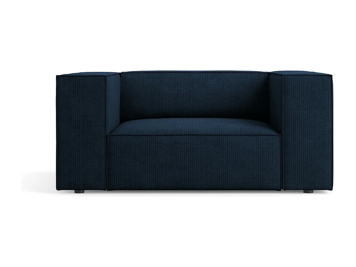 Cosmopolitan Design - Fauteuil "Arendal" en chenille avec un effet côtelé bleu roi - 124x102x70cm