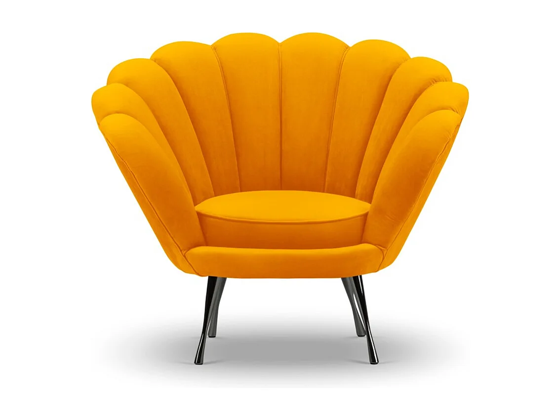 Cosmopolitan Design - Fauteuil "Kingston" en velours orange - 98x78x76cm