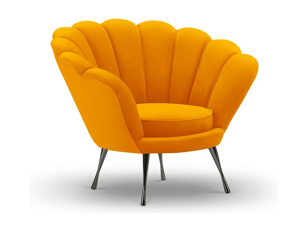 Cosmopolitan Design - Fauteuil "Kingston" en velours orange - 98x78x76cm