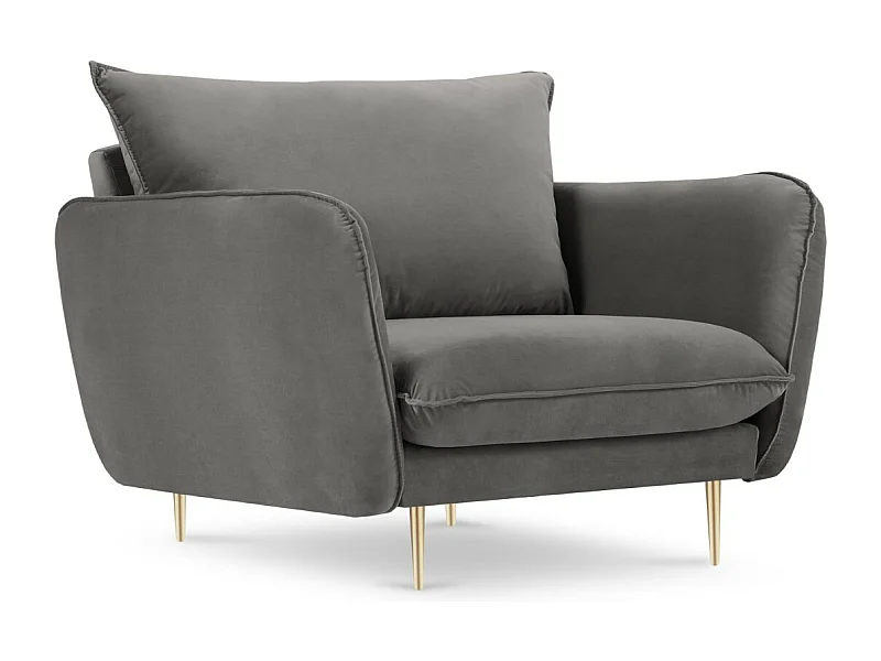 Cosmopolitan Design - Sessel "Vienna" aus Samt hellgrau - 97x94x95cm