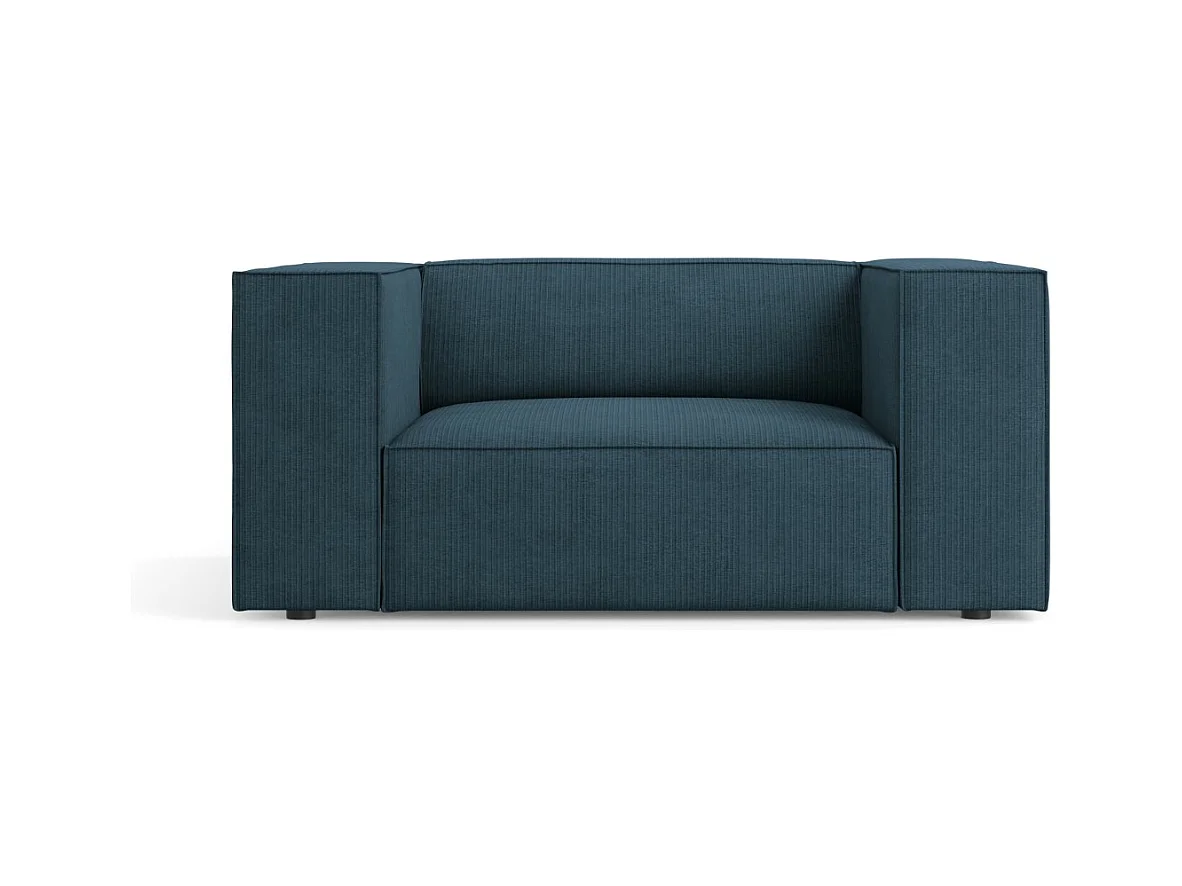 Cosmopolitan Design - Fauteuil "Arendal" Chenille met ribbeleffect, Marineblauw - 124x102x70cm