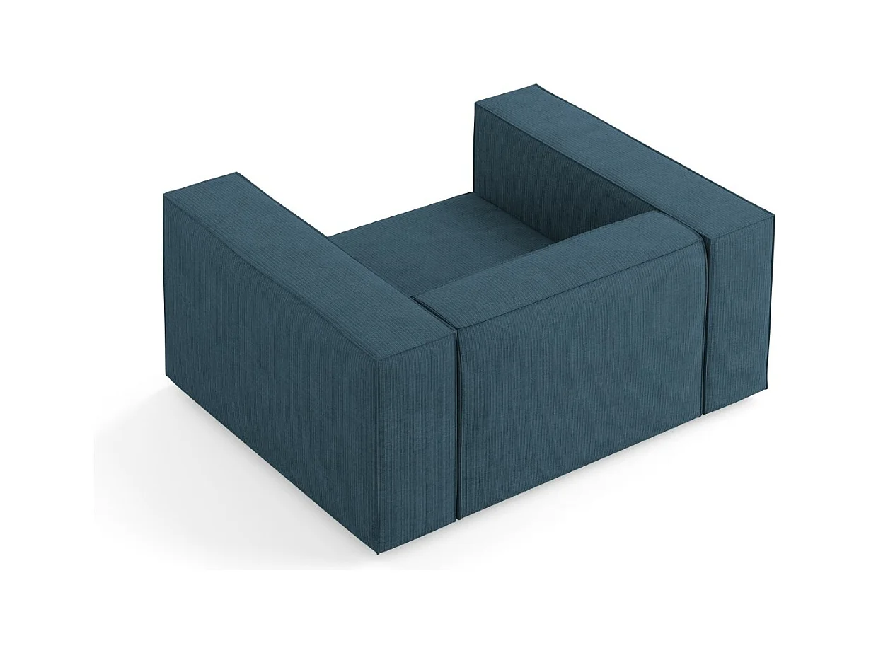 Cosmopolitan Design - Fauteuil "Arendal" en chenille avec un effet côtelé bleu marine - 124x102x70cm