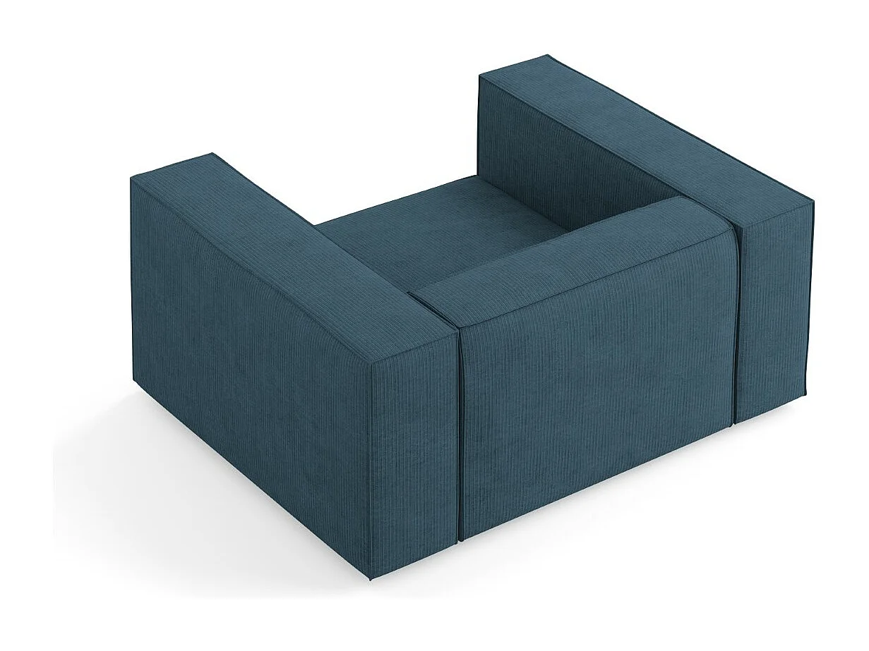 Cosmopolitan Design - Fauteuil "Arendal" en chenille avec un effet côtelé bleu marine - 124x102x70cm
