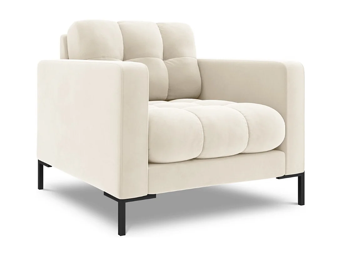 Cosmopolitan Design - Fauteuil "Bali" en velours beige clair - 87x92x75cm