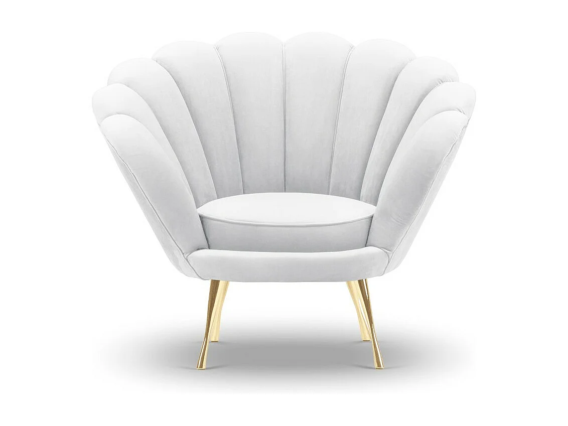 Cosmopolitan Design - Fauteuil "Kingston" en velours gris clair - 98x78x76cm