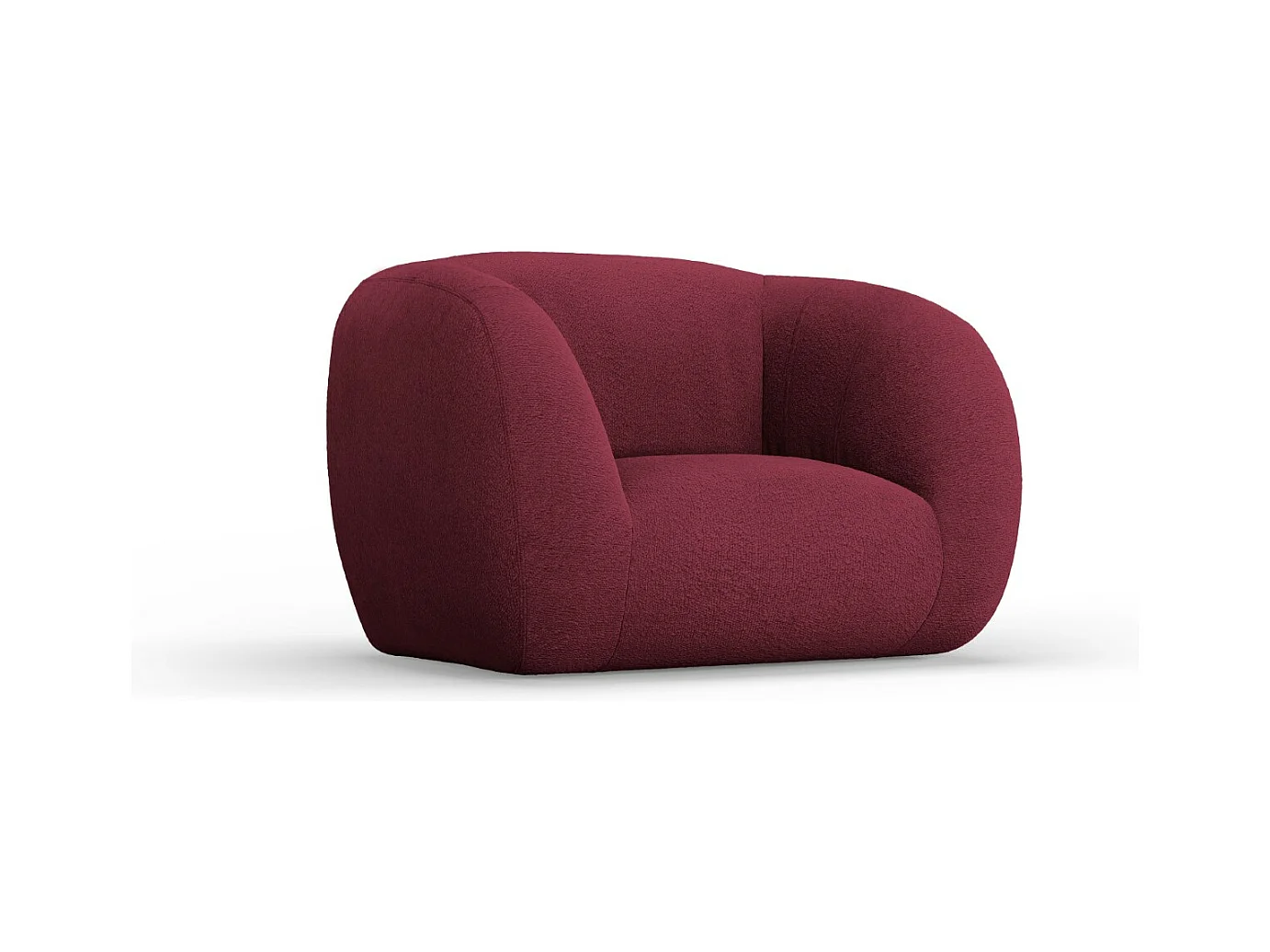 Cosmopolitan Design - Sillón "Essen" de tejido bouclé granate - 130x95x86cm