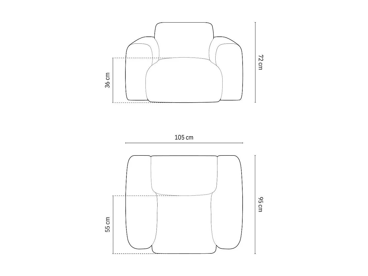 Cosmopolitan Design - Fotel, "Nolio" 2 miejsca szenil, szary jasny - 105x95x72cm