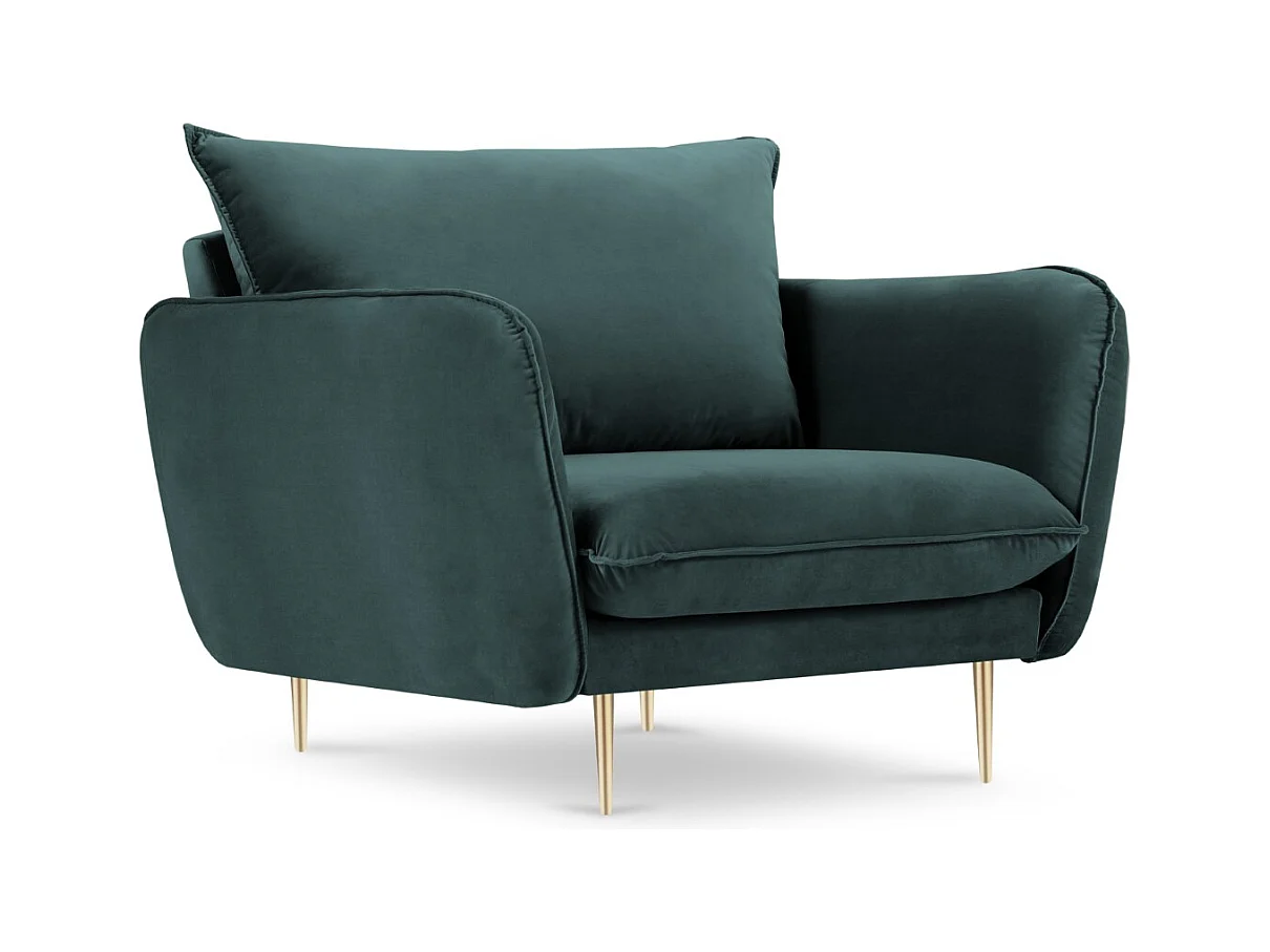 Cosmopolitan Design - Fauteuil "Vienna" en velours pétrole - 97x94x95cm