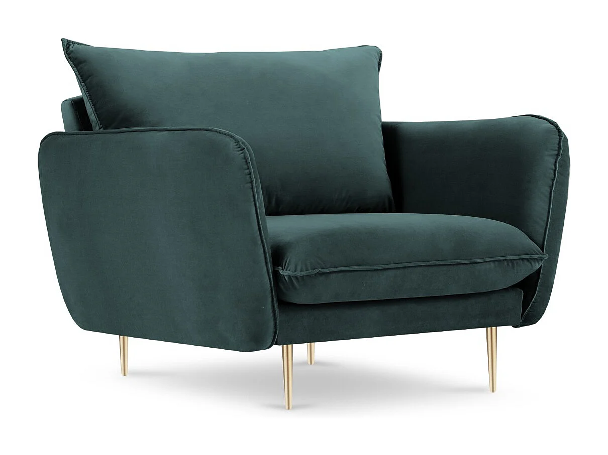 Cosmopolitan Design - Fauteuil "Vienna" en velours pétrole - 97x94x95cm